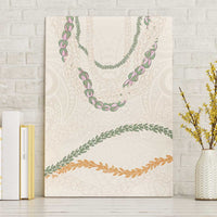 Aloha Lei Mikioi Canvas Wall Art Beige Polynesian Tribal Tatau Pattern