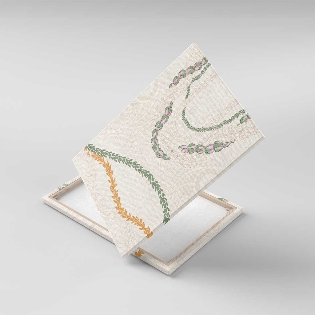 Aloha Lei Mikioi Canvas Wall Art Beige Polynesian Tribal Tatau Pattern