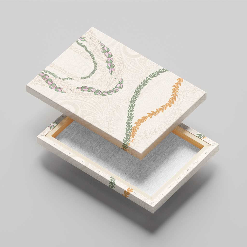 Aloha Lei Mikioi Canvas Wall Art Beige Polynesian Tribal Tatau Pattern