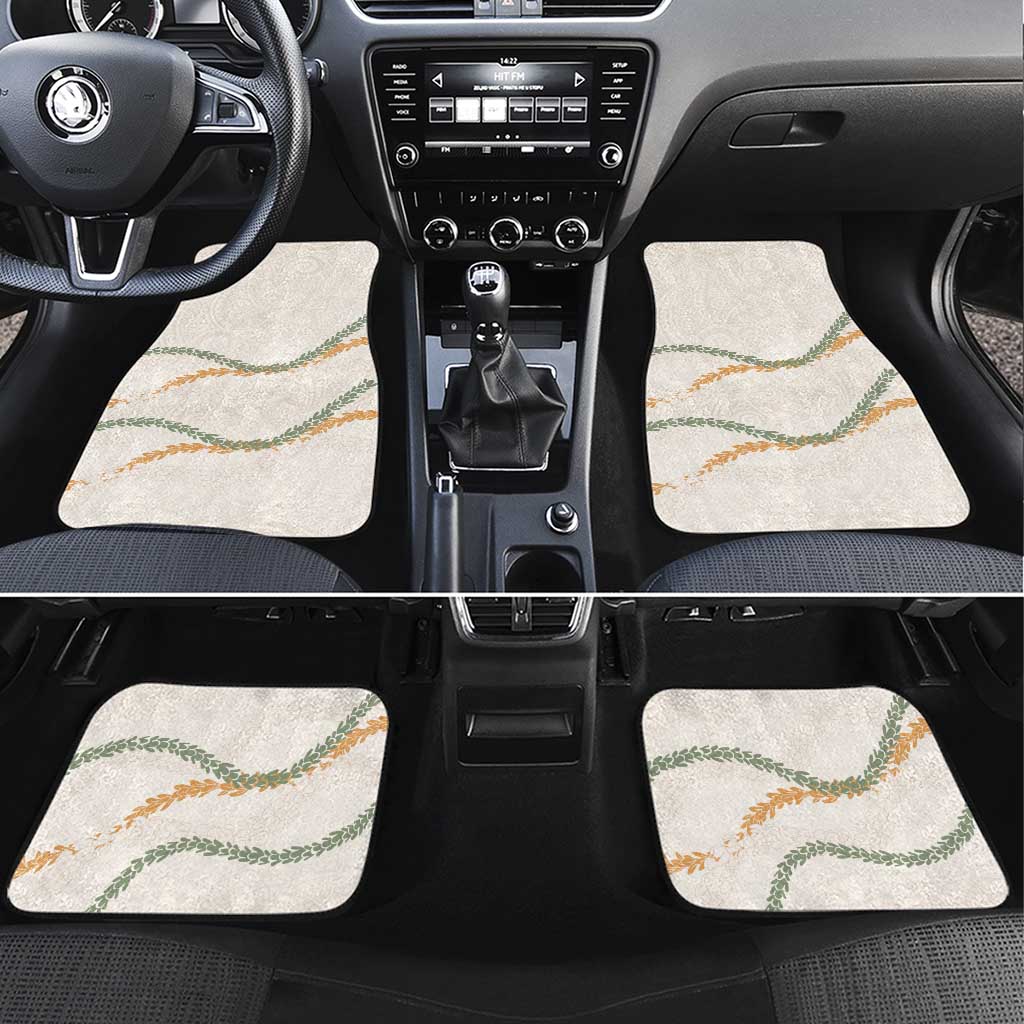 Aloha Lei Mikioi Car Mats Beige Polynesian Tribal Tatau Pattern
