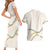 Aloha Lei Mikioi Couples Matching Short Sleeve Bodycon Dress and Hawaiian Shirt Beige Polynesian Tribal Tatau Pattern