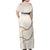 Aloha Lei Mikioi Family Matching Off Shoulder Maxi Dress and Hawaiian Shirt Beige Polynesian Tribal Tatau Pattern