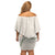 Aloha Lei Mikioi Family Matching Off Shoulder Short Dress and Hawaiian Shirt Beige Polynesian Tribal Tatau Pattern