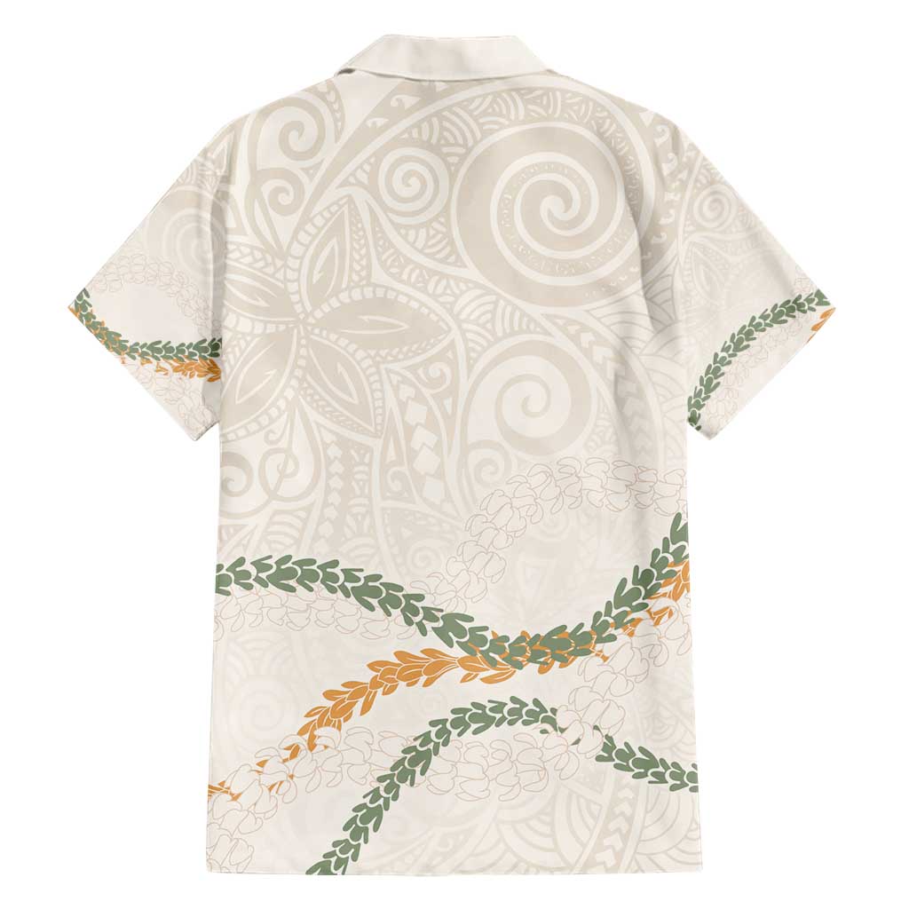 Aloha Lei Mikioi Family Matching Short Sleeve Bodycon Dress and Hawaiian Shirt Beige Polynesian Tribal Tatau Pattern