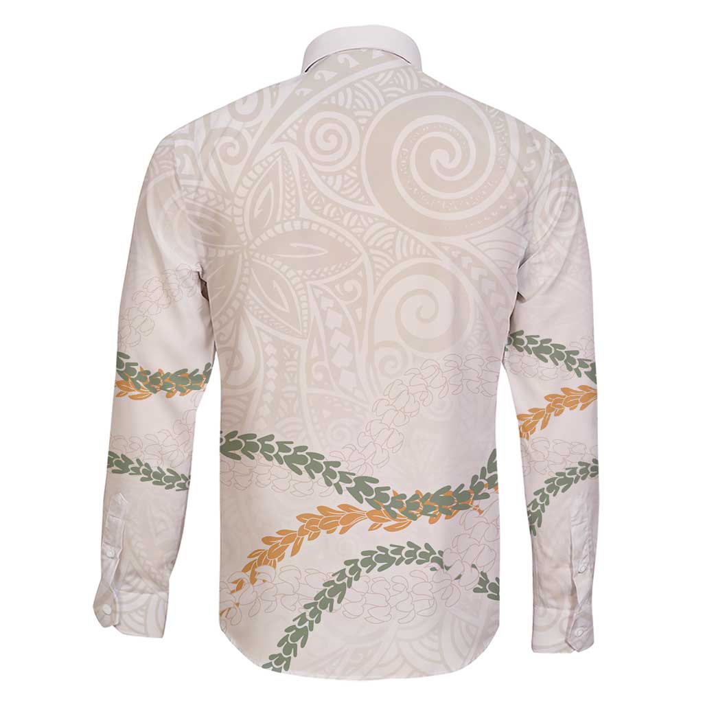 Aloha Lei Mikioi Family Matching Short Sleeve Bodycon Dress and Hawaiian Shirt Beige Polynesian Tribal Tatau Pattern