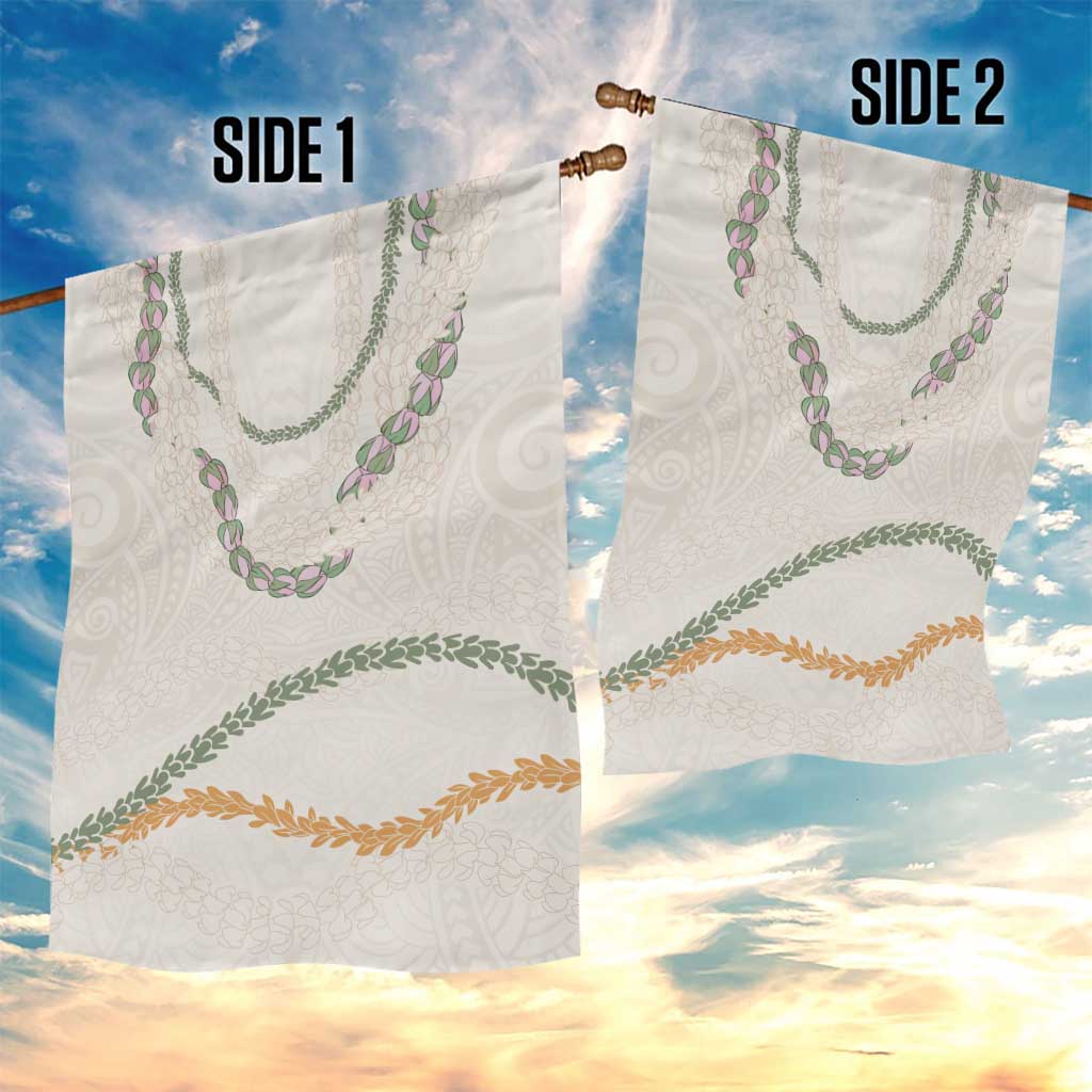 Aloha Lei Mikioi Garden Flag Beige Polynesian Tribal Tatau Pattern