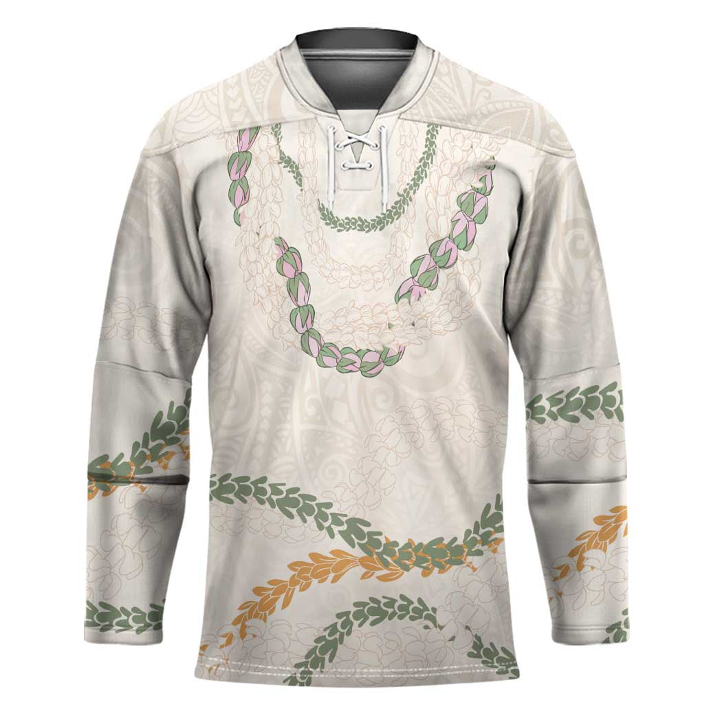 Aloha Lei Mikioi Hockey Jersey Beige Polynesian Tribal Tatau Pattern - Polynesian Pride