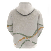Aloha Lei Mikioi Hoodie Beige Polynesian Tribal Tatau Pattern