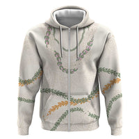 Aloha Lei Mikioi Hoodie Beige Polynesian Tribal Tatau Pattern
