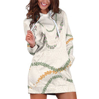 Aloha Lei Mikioi Hoodie Dress Beige Polynesian Tribal Tatau Pattern