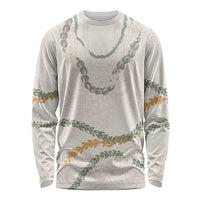 Aloha Lei Mikioi Long Sleeve Shirt Beige Polynesian Tribal Tatau Pattern