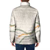 Aloha Lei Mikioi Padded Jacket Beige Polynesian Tribal Tatau Pattern - Polynesian Pride
