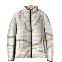 Aloha Lei Mikioi Padded Jacket Beige Polynesian Tribal Tatau Pattern - Polynesian Pride