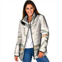 Aloha Lei Mikioi Padded Jacket Beige Polynesian Tribal Tatau Pattern - Polynesian Pride