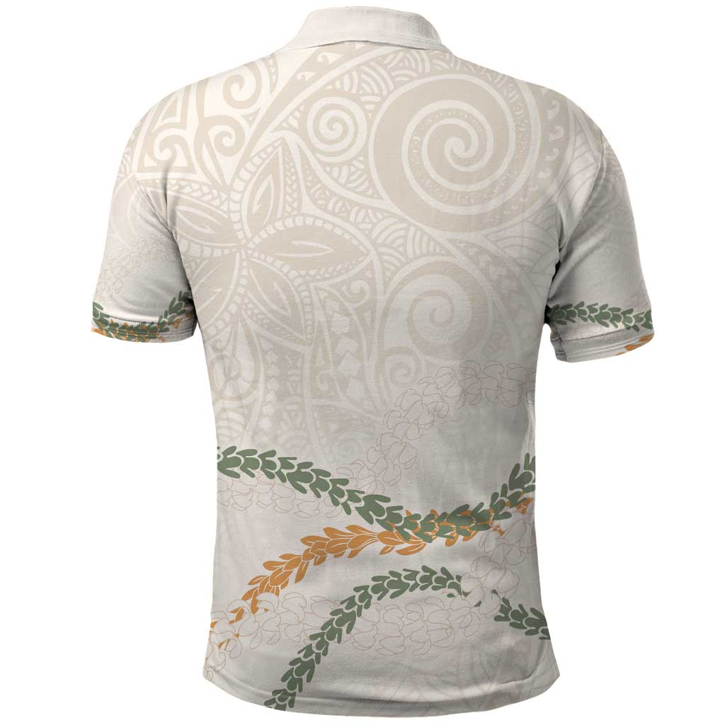Aloha Lei Mikioi Polo Shirt Beige Polynesian Tribal Tatau Pattern LT9 - Polynesian Pride