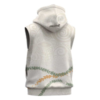 Aloha Lei Mikioi Sleeveless Hoodie Beige Polynesian Tribal Tatau Pattern - Polynesian Pride