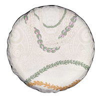 Aloha Lei Mikioi Spare Tire Cover Beige Polynesian Tribal Tatau Pattern