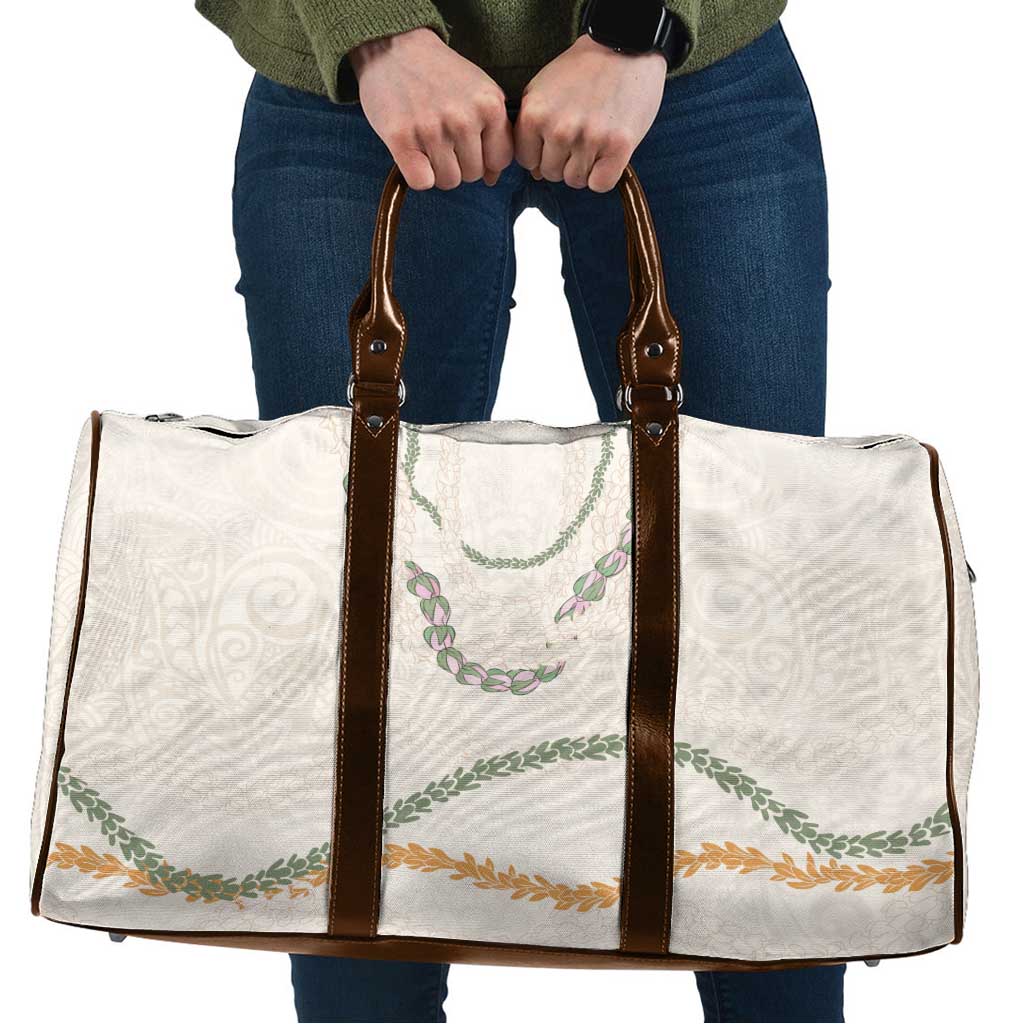 Aloha Lei Mikioi Travel Bag Beige Polynesian Tribal Tatau Pattern - Polynesian Pride