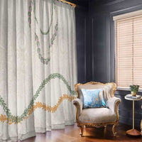 Aloha Lei Mikioi Window Curtain Beige Polynesian Tribal Tatau Pattern