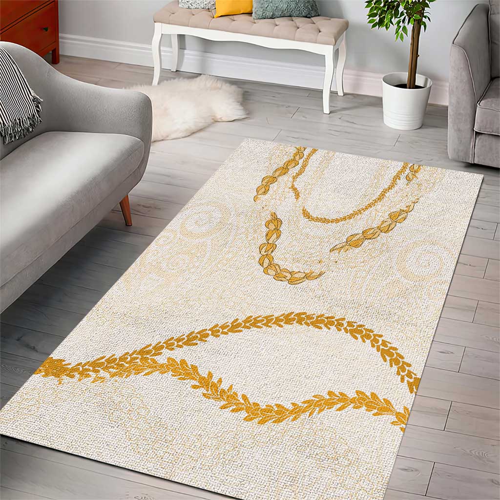 Aloha Lei Mikioi Area Rug Gold Polynesian Tribal Tatau Pattern