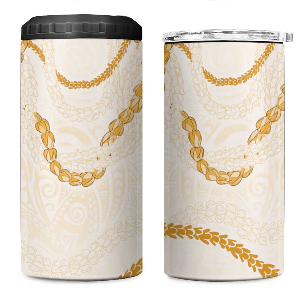 Aloha Lei Mikioi 4 in 1 Can Cooler Tumbler Gold Polynesian Tribal Tatau Pattern