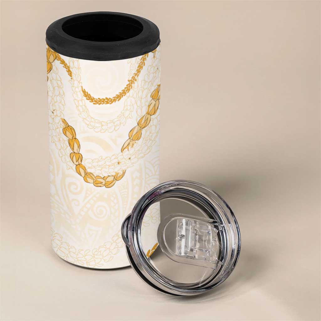 Aloha Lei Mikioi 4 in 1 Can Cooler Tumbler Gold Polynesian Tribal Tatau Pattern