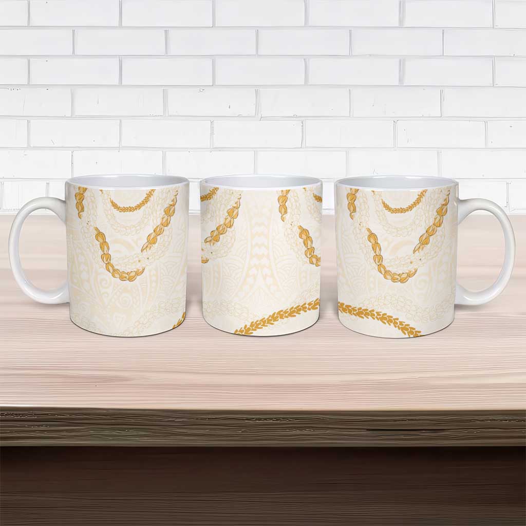 Aloha Lei Mikioi Ceramic Mug Gold Polynesian Tribal Tatau Pattern - Polynesian Pride