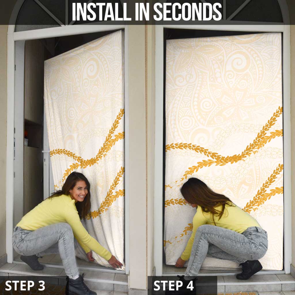 Aloha Lei Mikioi Door Cover Gold Polynesian Tribal Tatau Pattern - Polynesian Pride