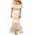 Aloha Lei Mikioi Family Matching Mermaid Dress and Hawaiian Shirt Gold Polynesian Tribal Tatau Pattern