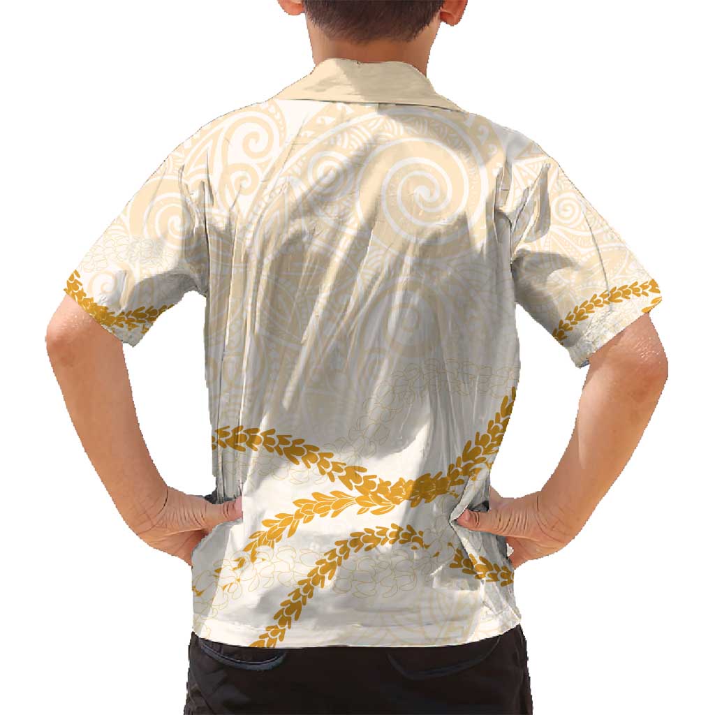 Aloha Lei Mikioi Family Matching Puletasi and Hawaiian Shirt Gold Polynesian Tribal Tatau Pattern