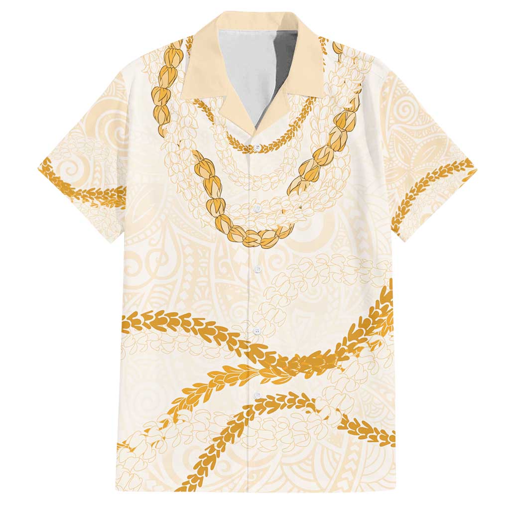 Aloha Lei Mikioi Family Matching Puletasi and Hawaiian Shirt Gold Polynesian Tribal Tatau Pattern
