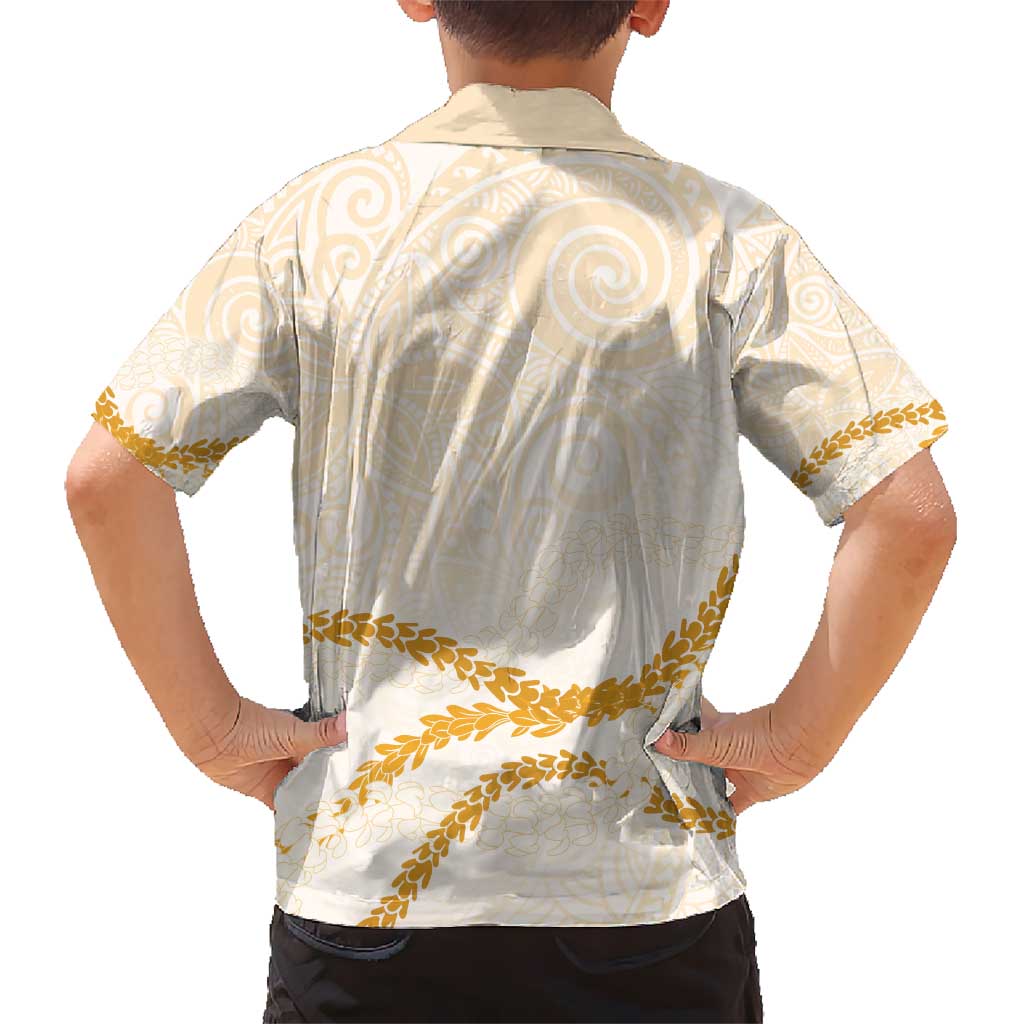 Aloha Lei Mikioi Kid Hawaiian Shirt Gold Polynesian Tribal Tatau Pattern