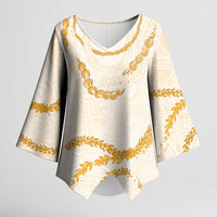 Aloha Lei Mikioi Kimono Sleeve Blouse Gold Polynesian Tribal Tatau Pattern - Polynesian Pride