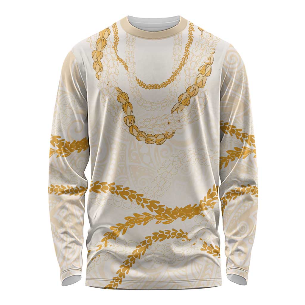 Aloha Lei Mikioi Long Sleeve Shirt Gold Polynesian Tribal Tatau Pattern