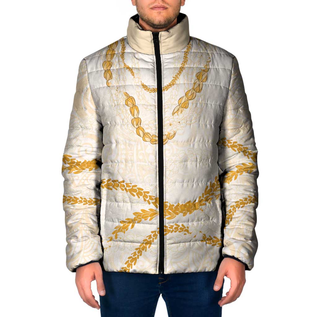 Aloha Lei Mikioi Padded Jacket Gold Polynesian Tribal Tatau Pattern - Polynesian Pride