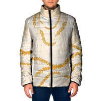 Aloha Lei Mikioi Padded Jacket Gold Polynesian Tribal Tatau Pattern - Polynesian Pride