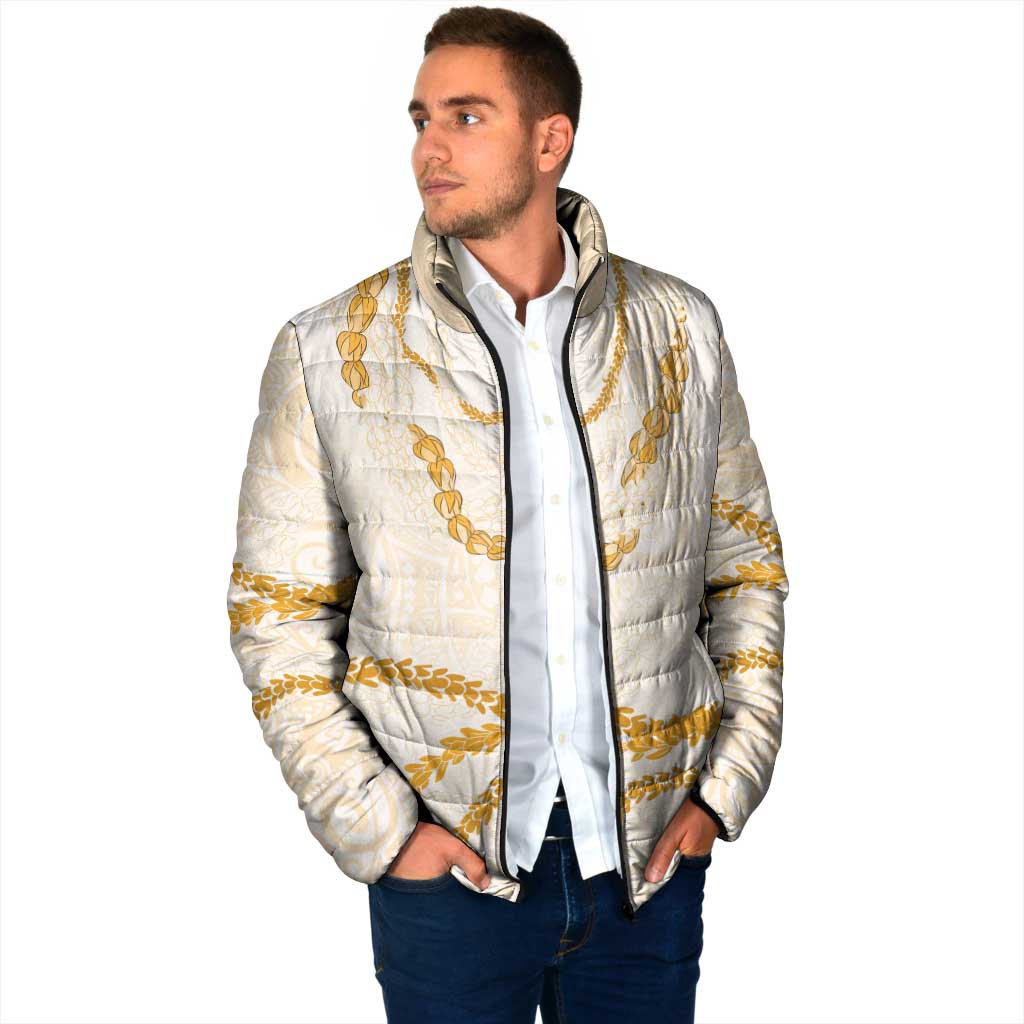 Aloha Lei Mikioi Padded Jacket Gold Polynesian Tribal Tatau Pattern - Polynesian Pride