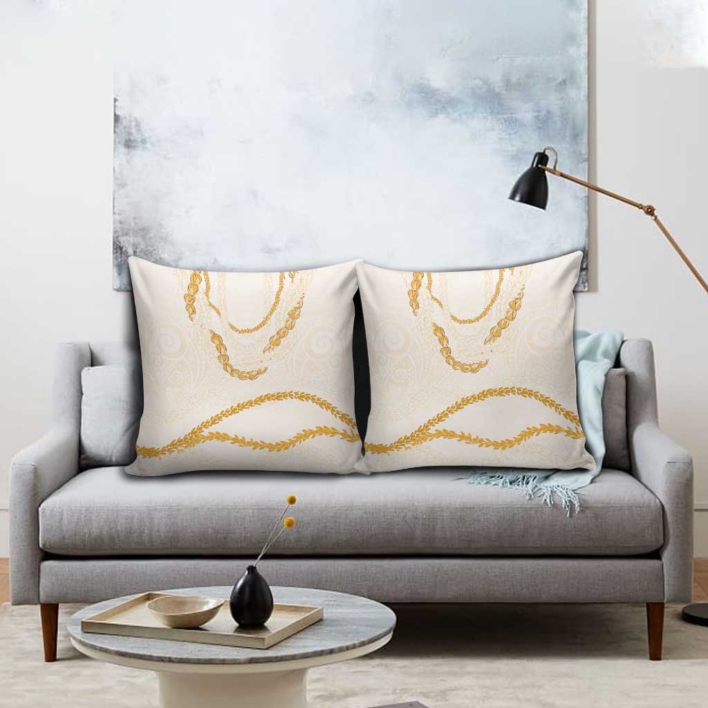 Aloha Lei Mikioi Pillow Cover Gold Polynesian Tribal Tatau Pattern - Polynesian Pride
