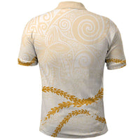 Aloha Lei Mikioi Polo Shirt Gold Polynesian Tribal Tatau Pattern LT9 - Polynesian Pride