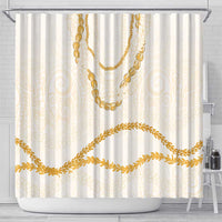 Aloha Lei Mikioi Shower Curtain Gold Polynesian Tribal Tatau Pattern
