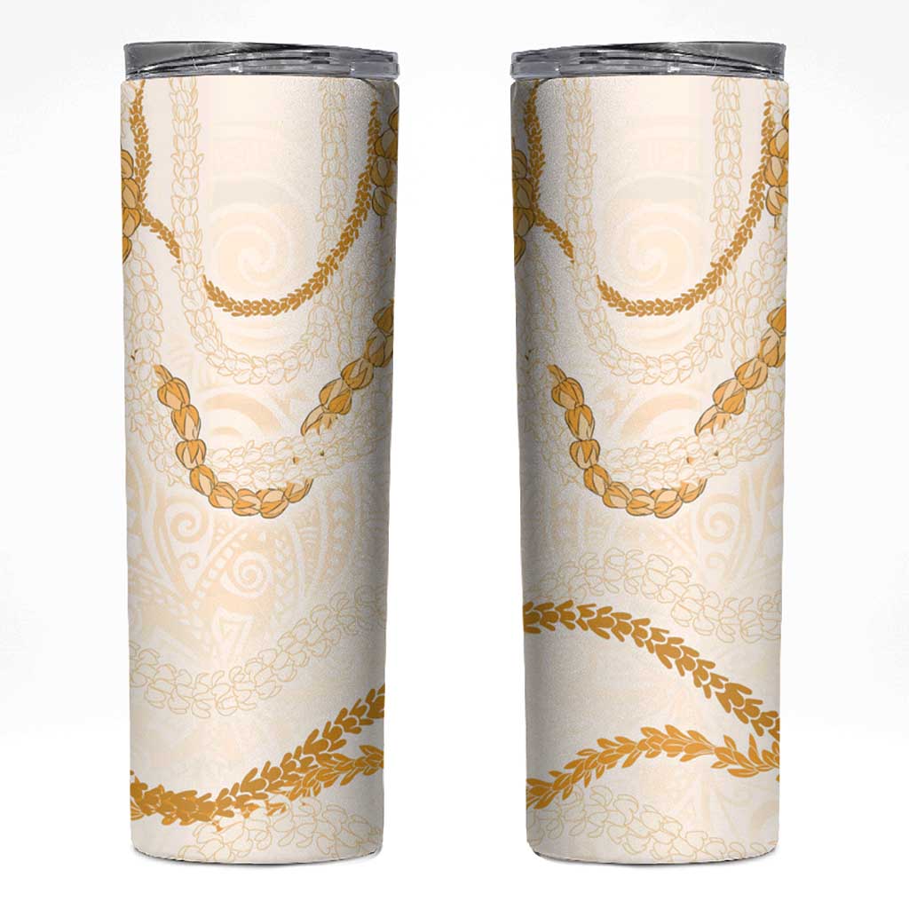 Aloha Lei Mikioi Skinny Tumbler Gold Polynesian Tribal Tatau Pattern
