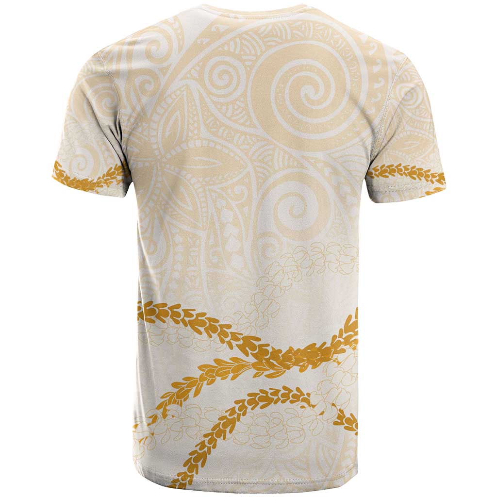 Aloha Lei Mikioi T Shirt Gold Polynesian Tribal Tatau Pattern