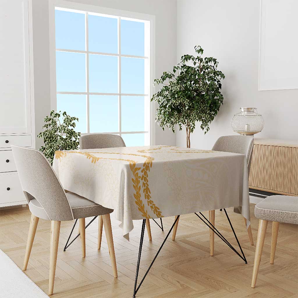 Aloha Lei Mikioi Tablecloth Gold Polynesian Tribal Tatau Pattern