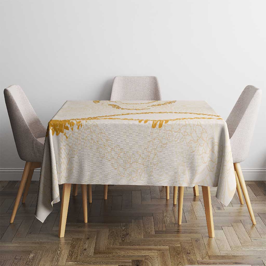 Aloha Lei Mikioi Tablecloth Gold Polynesian Tribal Tatau Pattern
