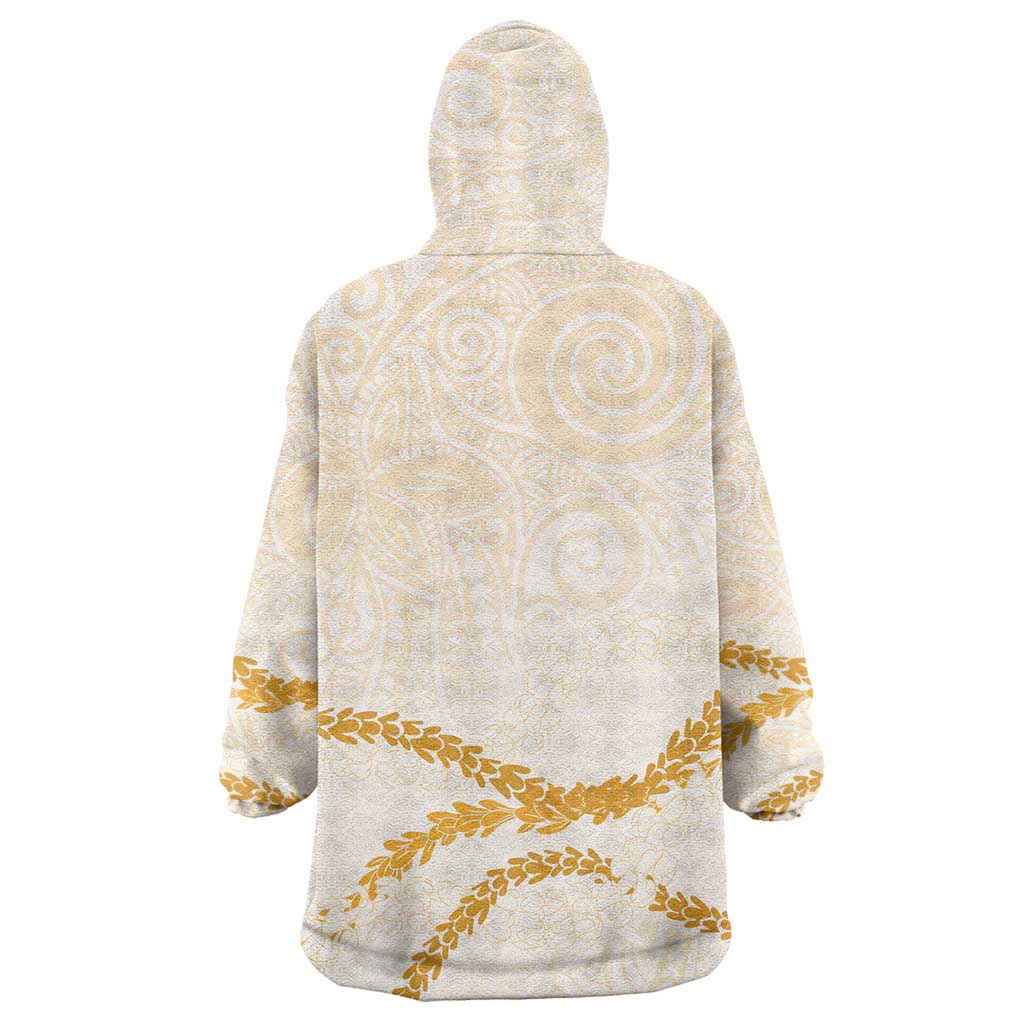 Aloha Lei Mikioi Wearable Blanket Hoodie Gold Polynesian Tribal Tatau Pattern