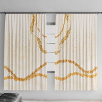 Aloha Lei Mikioi Window Curtain Gold Polynesian Tribal Tatau Pattern