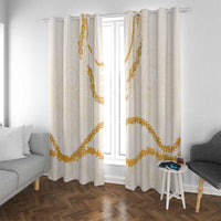 Aloha Lei Mikioi Window Curtain Gold Polynesian Tribal Tatau Pattern