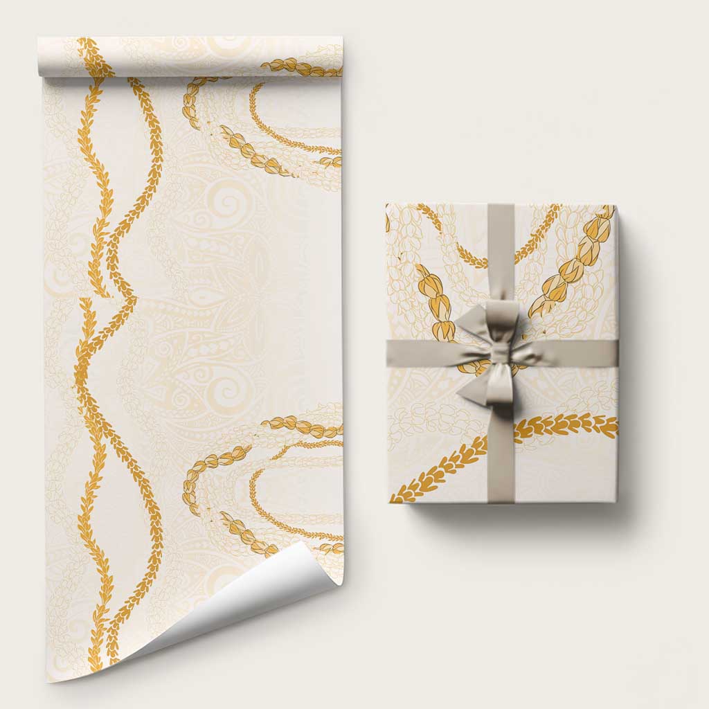 Aloha Lei Mikioi Wrapping Paper Gold Polynesian Tribal Tatau Pattern - Polynesian Pride