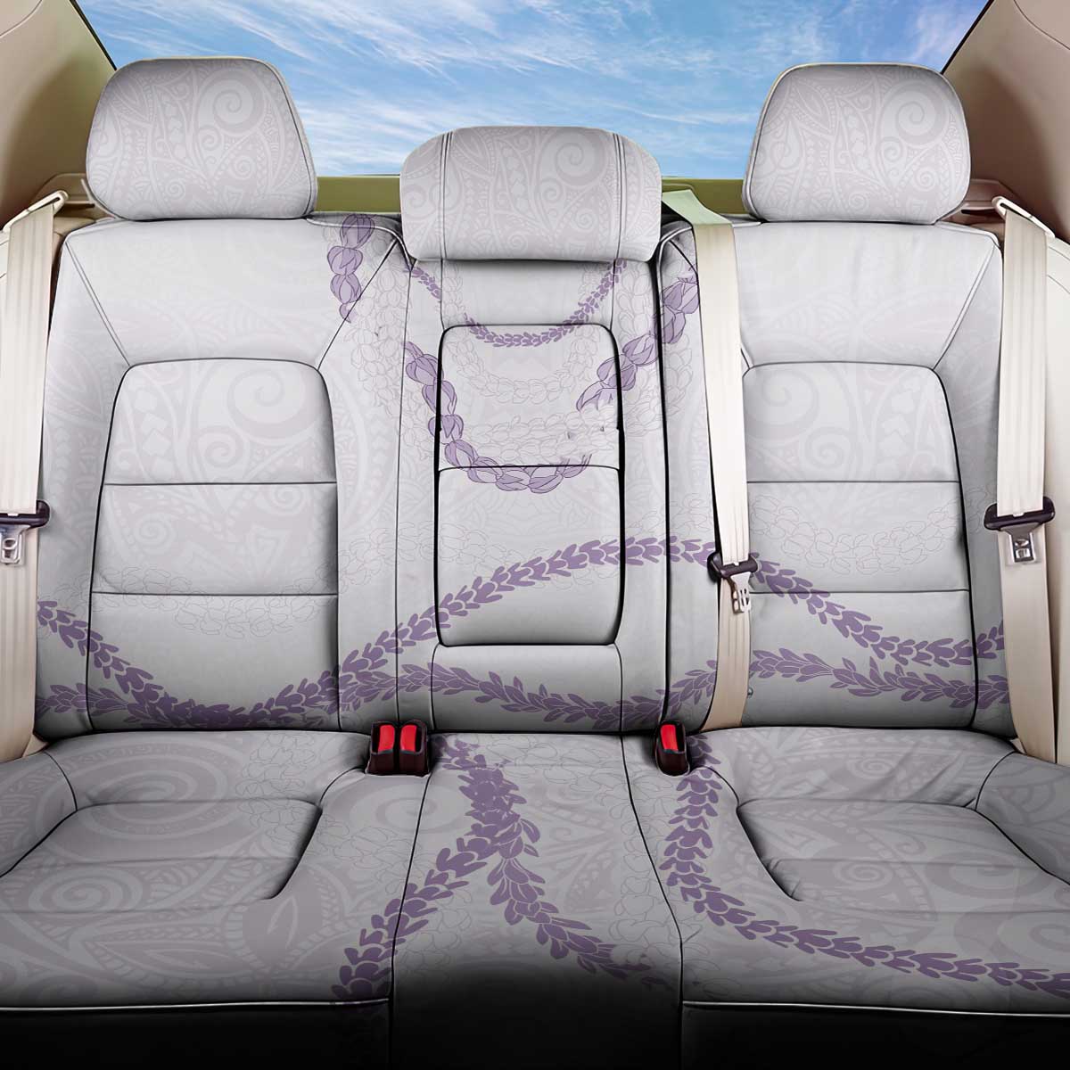 Aloha Lei Mikioi Back Car Seat Cover Purple Polynesian Tribal Tatau Pattern