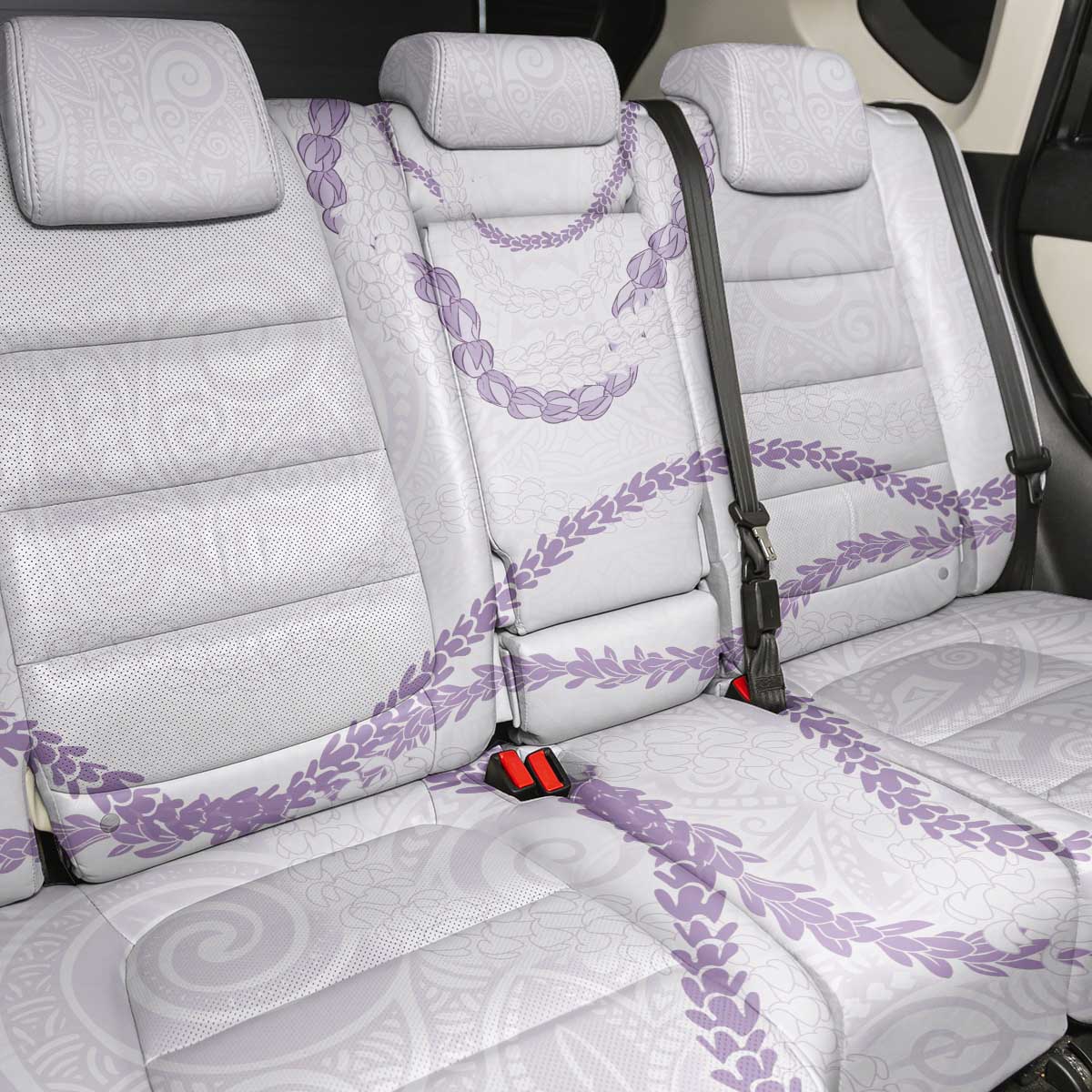 Aloha Lei Mikioi Back Car Seat Cover Purple Polynesian Tribal Tatau Pattern